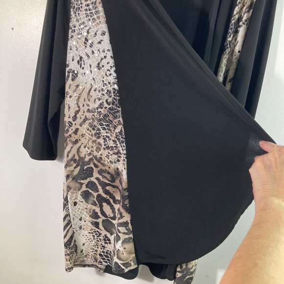 Womens Chicos Travelers Collection Open Cardigan Animal Print Beads L - Picture 4 of 10